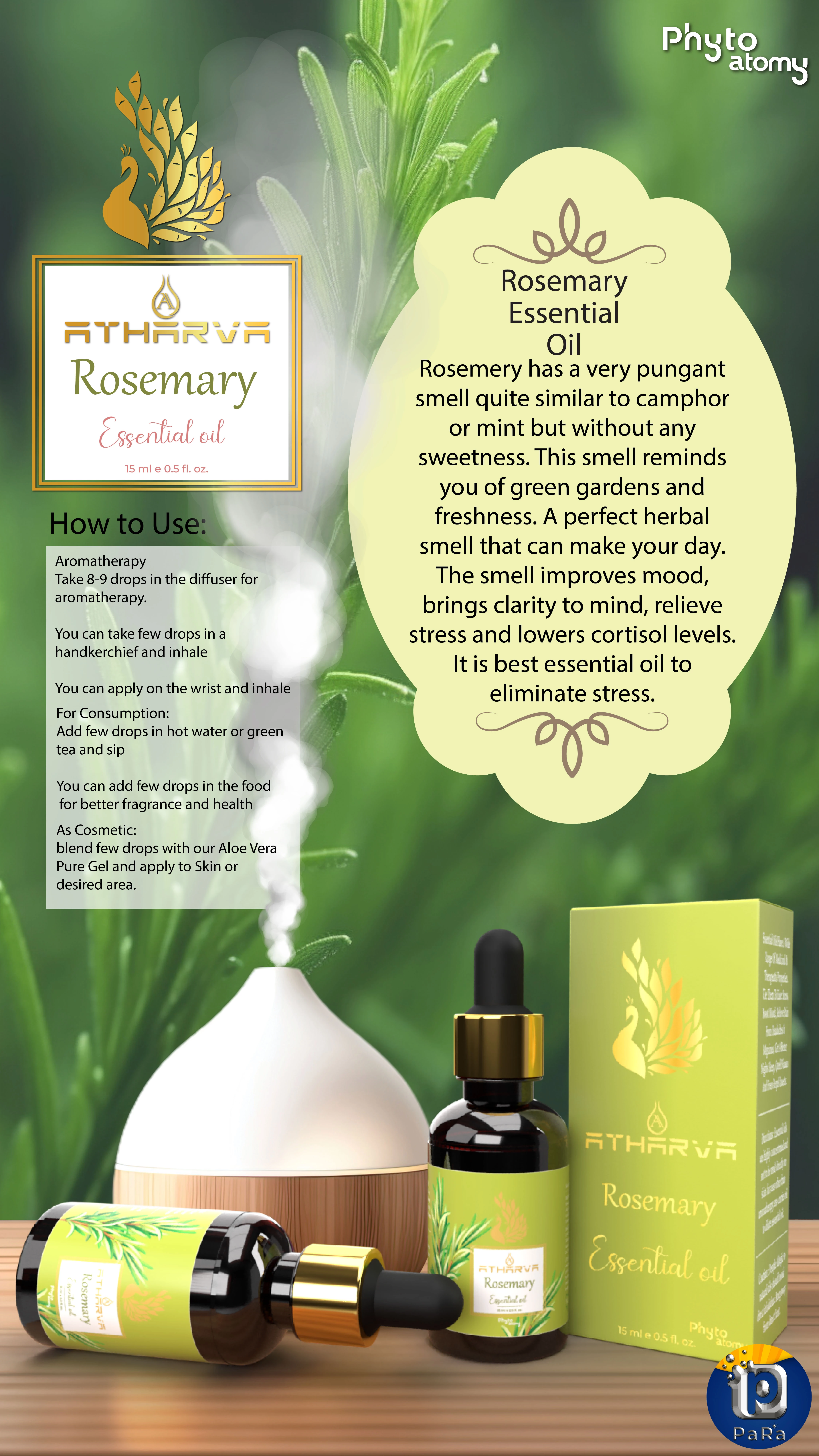 RBV B2B Atharva Rosemary Essential Oil (15ml)-12 Pcs.